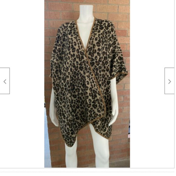 OPEN FRONT LEOPARD PRINT JACKET WRAP SWEATER OS - Picture 10 of 16